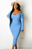 Knitting V-Neck Long Bodycon