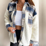 New Collared Leopard Print Plush Stitching Color Warm Long-Sleeved Autumn And Winter Shirt