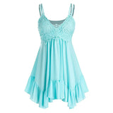 Sleeveless Top Women Fashion Vest Solid Color Casual Sleeveless Vest Slim Tank Tops Flounce Lace Guipure Tank