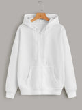 Clothes Hoodies Sweatshirt Solid Drawstring Zip Up Drop Shoulder Hoodie Kawaii Women Oversize Coat Harajuku Streetwear