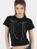 Black Bow Print Tee-Outfit