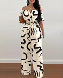 Jumpsuit Off Shoulder Shirred Waist Jumpsuits Summer 2023 Women Wide Leg Pants Playsuits High Waist Overalls