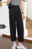 Women All-match Summer BF Style Minimalist Ladies Ankle-Length Trousers Wide-leg Chic Leisure Popular Female