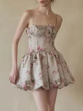 Feel Dress 2025 Elegant Wind Print High Belt Design Short Sling Princess