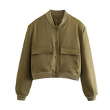 Women's ZA Autumn New Large Pocket Bomber