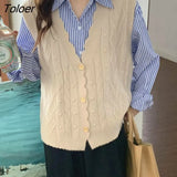 Vests Women New Wave Sweet V-neck Gentle Females All-match Korean Style Streetwear Fashion Outwear Kawaii Solid