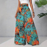 Ladies Pants Tropical Holiday Wind New Fashion Leisure Comfortable High-Waist Broad Leg