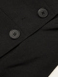 Fashion Women's A-line Dress V-neck slim Long Sleeve Single Breasted Asymmetric Black waist Dresses summer 2023 New