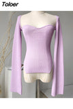 2023 new Autumn and Fit fashion women clothes cashmere sqaure collar full sleeves elastic high waist sexy pullover
