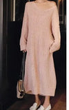 Vintage Warm Autumn Sweater Women Dress Winter Long Sweater Knitted Dresses loose Maxi Oversize Lady Dresses Robe