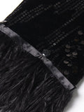 Solid Patchwork Feather Blazer For Women Notched Long Sleeve Sequins Temperament Blazer Female Autumn Fashion 2023