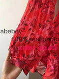 Elegant Party Dress Women Korean Design Ruffles Long Sleeve A-line Dress Spring Mesh Embroidery Flower Short