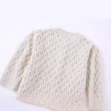 Spring Artificial Jewelry Button Decoration Round Neck Knitted Coat 5802117-Outfit