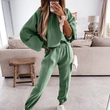 Print Hoodies Tracksuits Women's Fleece 2 Piece Set Female Pants Sets Casual Sports Lace Up Hooded Sweatshirts Autumn
