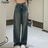 Vintage Wide Leg Cargo Jeans Women 2023 Autumn High Waist Bagge Pants Woman Y2k Streetwear Loose Denim Trousers