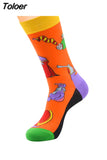 6 pair/lot style Cool Men Novelty funny socks Interesting pattern combed cotton Colorful Happy socks big size crew
