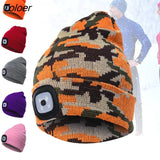 Warm Unisex Hat Winter LED Light Luminous Knitted Outdoor Camping Head Lamp