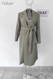 Fashion Women's Trench Coat New Laple Loose Patchwork Single Button Long Sleeve Windbreaker Female Autumn 2023