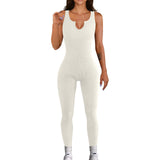 Women Sport Yoga Fitness Jumpsuit Sexy Sleeveless Vest Bodysuit Slim Casual Bodysuit Female One Piece Jumpsuit and