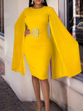 Women's 2025 Autumn And Winter 2025 New Solid-Colored Ass Sexy Cape Dress Large African