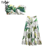 Women 2023 Flower Print Summer Skirt Suit Sexy Tank Women High Waist Midi Skirt Female 2 Piece Sets Skirt Set