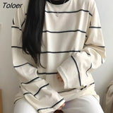 Women Students Striped Chic Streetwear Harajuku All-match Prevalent Long Sleeve Teens Top Unisex Camisetas Tender