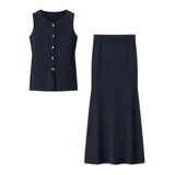 Women's Fashion Bodywear Body Armor Solid Color Body Repair Hip Two Sets Of Knitted Long Skirt Suit