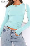 Sleeve T Shirt Women Slim Fit Pullovers T-shirts Spring Autumn Streetwear O Neck Female Basic Tee Y2k Clothes Crop