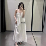 Summer New Women's Hollow Embroidery Fan Flute Dress Loose Leisure Bareback Sling