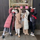 New East Gate 2024 Autumn Winter New Big Quilt Down Cotton Padded Clothes Padded Clothes Female Long Over The Knee Fried Street Coat-Outfit
