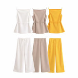 Homemade New Women's Dress Three-Color Jewison-Selecting Soft Blouse Wide Leg Trousers
