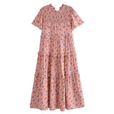 Women's New Cotton-Print T-Shirt With Loose Cake Dress