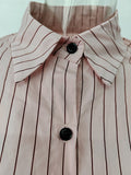 Fashion Women's Shirt Lapel Single Breasted Asymmetric Pockets Pink Stripe Sunscreen Blouse Female Summer 2023 New