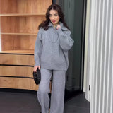 2025 New Women's Languiled Collar Knitted Trousers