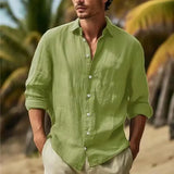Men's Linen Shirt Button Shirt Summer Beach Shirt Pure