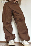 Wide Leg Cargo Pants Women Casual 2023 Low Waist Drawstring Sweatpants Baggy Trousers Oversized Joggers Tech Parachute