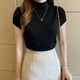 Casual Women Korean Tops Blusas Mujer De Moda Spring Summer Women New Solid Slim Turtleneck Blouse Blusas Clothing