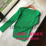 new spring and summer fashion women clothes sqaure collar full sleeves elastic high waist sexy pullover