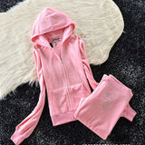 2021 Women's Brand Velvet Fabric Tracksuits Velour Female Hoodies Tops and Pants Size S -