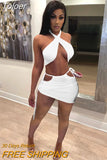 Dress Criss Cross Neck with Tie Up Mini Dress Solid Hollow Out Halter Dress Party Club Dress Summer Bodycon Vestidos
