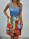 Women's Large-Size Dress Print Sleeveless U-Neck Daily Casual Fashion Summer