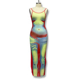 Dress Design Fun Human Body 3D Printed Bare Back Sling