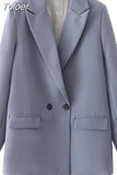 2023 Women Double Breasted Loose Blazer Office Lady Loose Classic Coat Basic Suit Jacket Female Chic Outwear