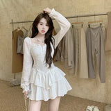 Party 2022 Spring Vintage Fairy Dress Women Sexy Korean Fashion Design Y2k Dress Female Kawaii V-neck Slim Elegant Mini Party