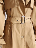 Fashion Women's Trench Coat Lapel Single Breasted Shoulder Ruffle Long Sleeve Belt Windbreaker Autumn 2023 New