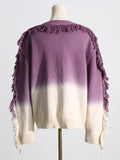 Toloer Wind Gradually Pull Wool Edge Long Sleeve Knit Jacket Spring 2024 New Fashion Trend Design Sense Sweater Woman-Outfit