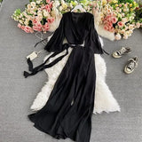 Women Bandage Two Piece Set Spring Autumn Solid Blue/Red/Green Long Sleeve Short Tops And High Waist Split Pants Female Suit