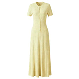 Retro Style Short-Sleeved Collar Knitted Hollow Pattern Dress Dress Dress Dress Dress Dress