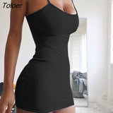 Women Spaghetti Straps Dress Sexy Sleeveless Bodycon Solid Color Mini Slim New Fashion Summer Beach Club Party Sling