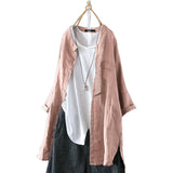 Womens Shirts 2022 ZANZEA Vintage Cotton Tunic Casual Long Sleeve Shirt Button Cardigans Female Soid Patchwork Tops Plus